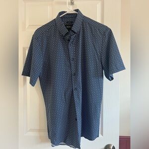 Kenneth Cole Navy Geometric Button Down Shirt